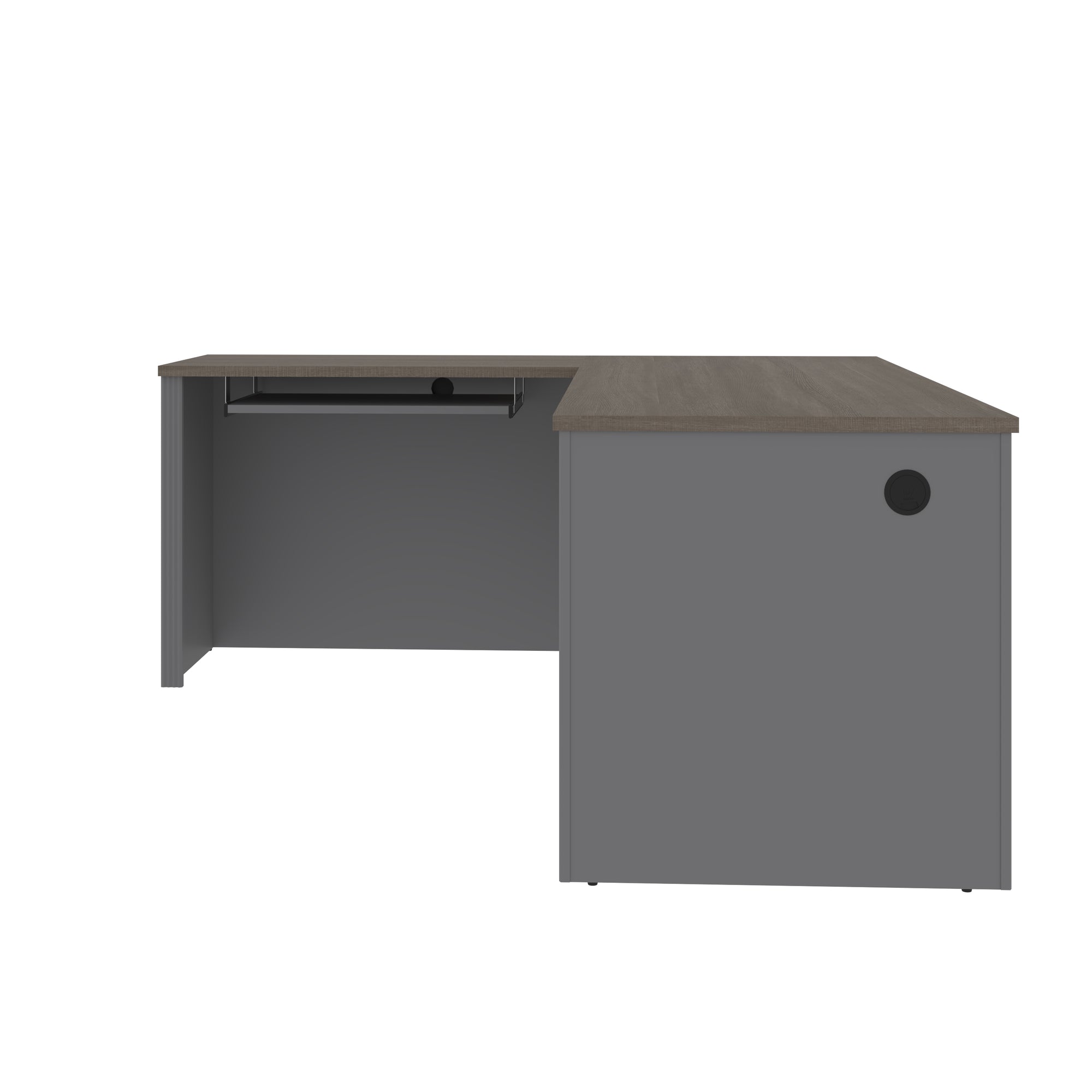 Bark Gray and Slate Premium Single-Pedestal L-shaped Desk
