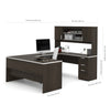 U-Shaped Executive Desk and Hutch with Dark Chocolate Top - Includes Matching File Cabinet and Bookcase