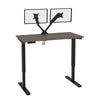 48" Adjustable Desk with Twin Monitor Support in Bark Gray & Black