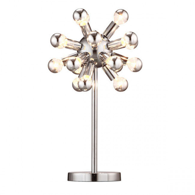 Silver Chrome & Bare Bulb Table Lamp
