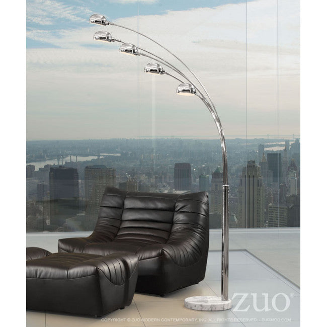 Chrome 5-Armed Floor Lamp