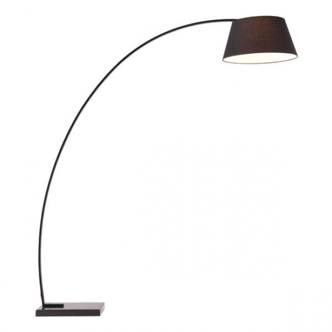 Simple Arched Floor Lamp w/ Black Metal & Black Shade