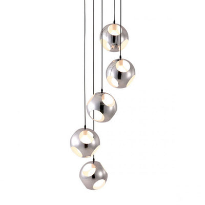 5 Silver Orbs Hanging Office Light