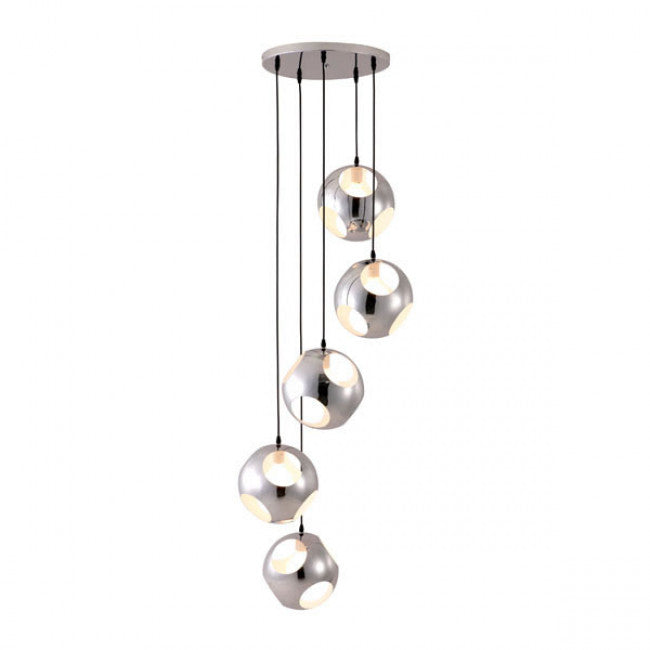 5 Silver Orbs Hanging Office Light
