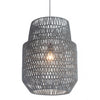 Gray Bell-Shaped Ceiling Light w/ Woven Shade