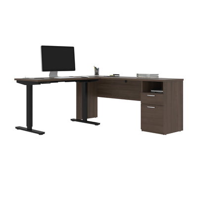71" Adjustable L-Desk with Filing Area in Antigua