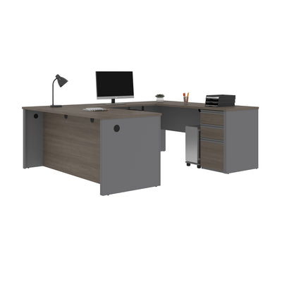 Bark Gray and Slate Premium U-shaped Desk