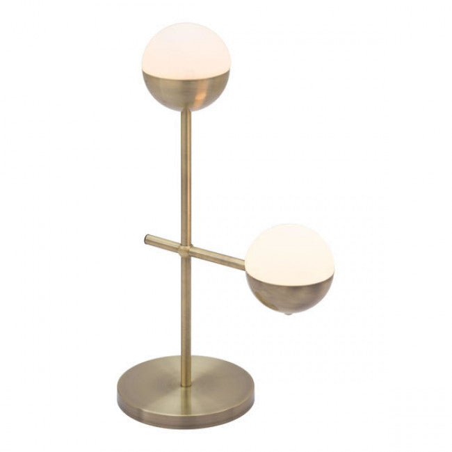 Brass & Frosted Glass Mid-Century Office Table Lamp