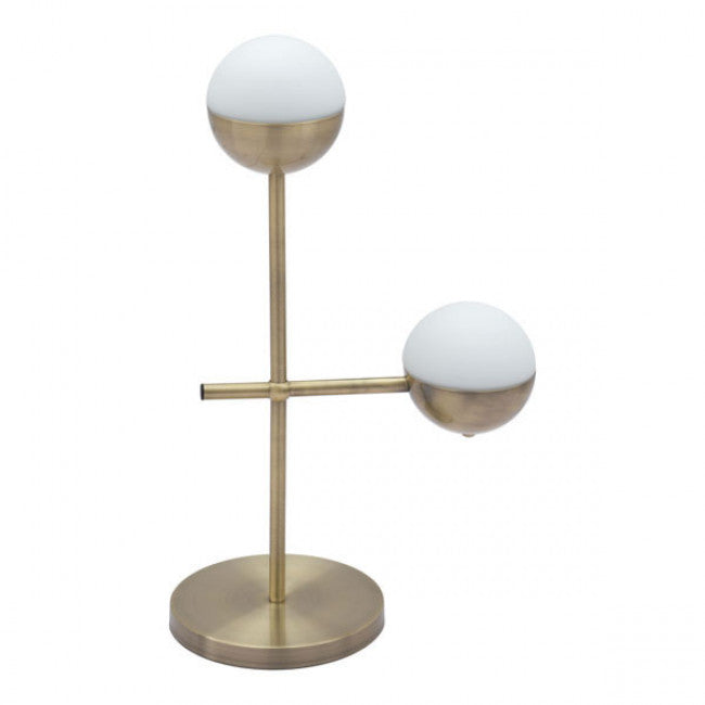 Brass & Frosted Glass Mid-Century Office Table Lamp