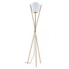Brushed Brass Three-Legged Floor Lamp w/ Orb Lamp