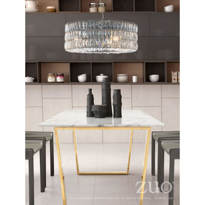 Glittering Chrome & Faceted Crystals Office Chandelier