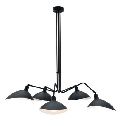 Adjustable Scoop-Style Hanging Ceiling Light in Black & White