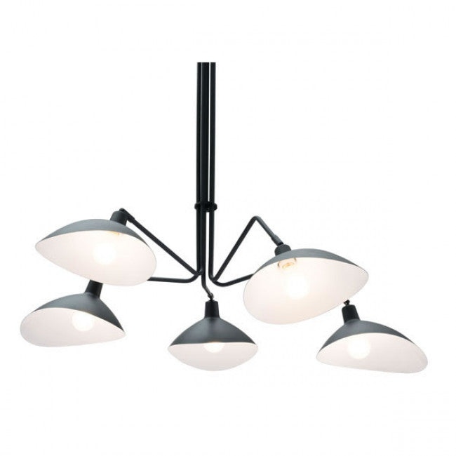 Adjustable Scoop-Style Hanging Ceiling Light in Black & White