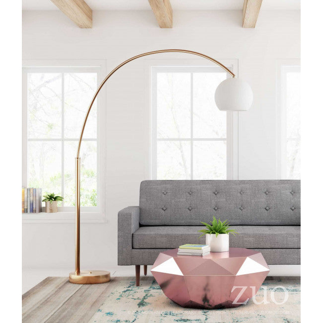 Elegant Brushed Brass Arched Office Floor Lamp