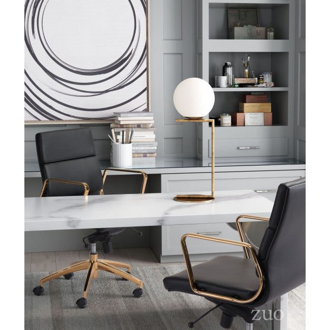 Brushed Brass Minimalist Globe-Style Desk Lamp