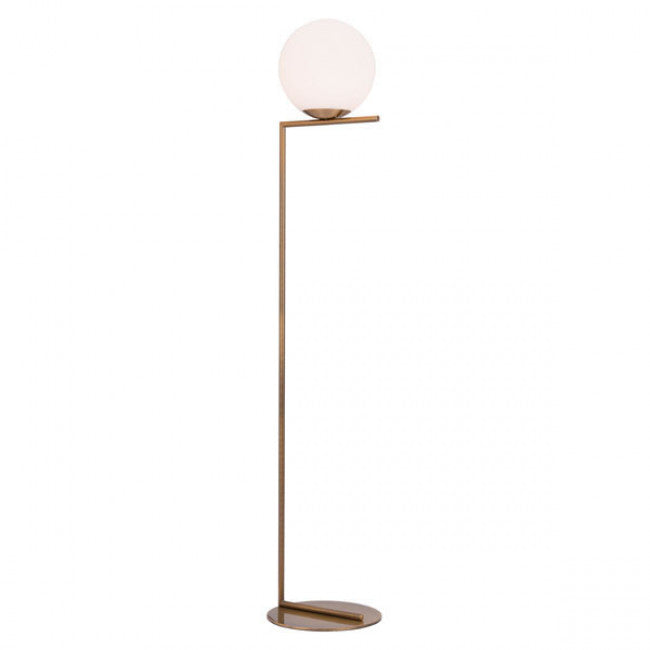 Brushed Brass Minimalist Floor Lamp w/ Orb Lamp