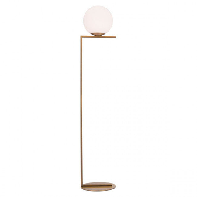 Brushed Brass Minimalist Floor Lamp w/ Orb Lamp
