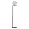 Brushed Brass Minimalist Floor Lamp w/ Orb Lamp