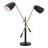 Versatile Two-Light Black & Brass Office Desk Lamp