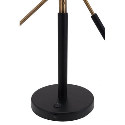 Versatile Two-Light Black & Brass Office Desk Lamp