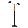 Versatile Two Light Black & Brass Office Floor Lamp