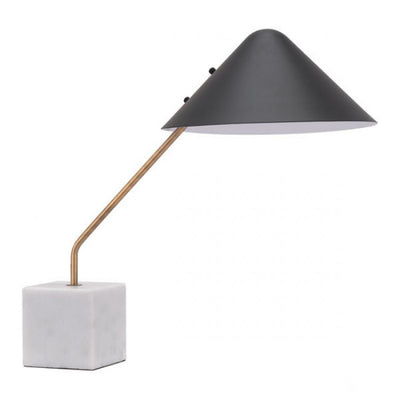 Black Hat, Gold, & Marble Office Desk Lamp