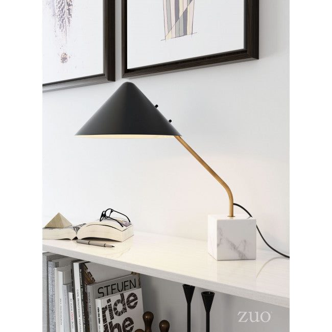 Black Hat, Gold, & Marble Office Desk Lamp