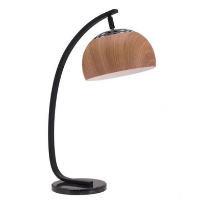 Curved Desk Lamp w/ Wooden-Style Shade
