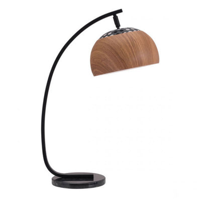 Curved Desk Lamp w/ Wooden-Style Shade