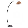 Curved Floor Lamp w/ Wooden-Style Shade