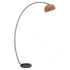 Curved Floor Lamp w/ Wooden-Style Shade