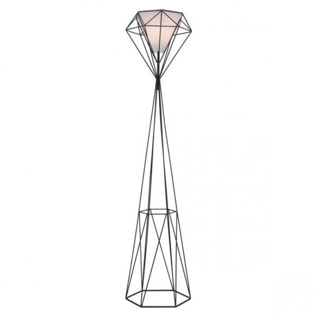 Geometric Architectural Style Floor Lamp in Black Steel