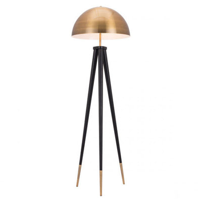 Black & Brass Domed Floor Lamp
