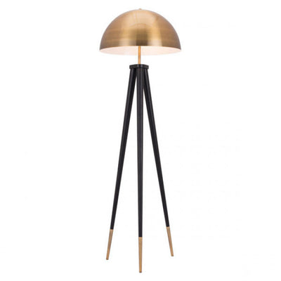 Black & Brass Domed Floor Lamp