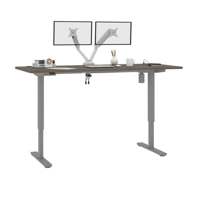 72" Dual Monitor Adjustable Desk in Walnut Gray