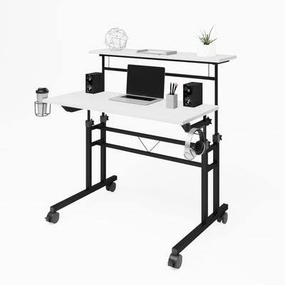 36" Adjustable Wire-Frame Desk in White