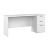 65" Crisp White Desk with Three Drawers