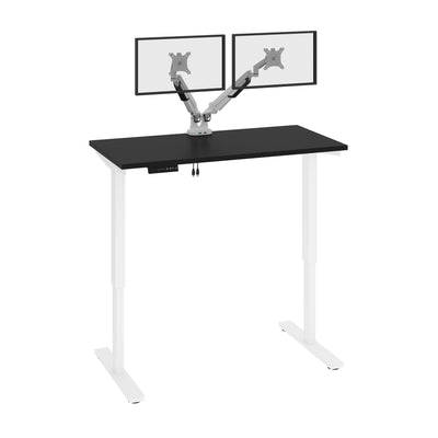 48" Black & White Adjustable Desk with Dual Monitor Arms