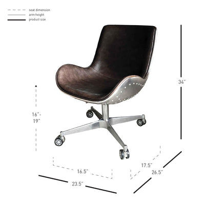 Scoop-Style Distressed Caramel Office Chair