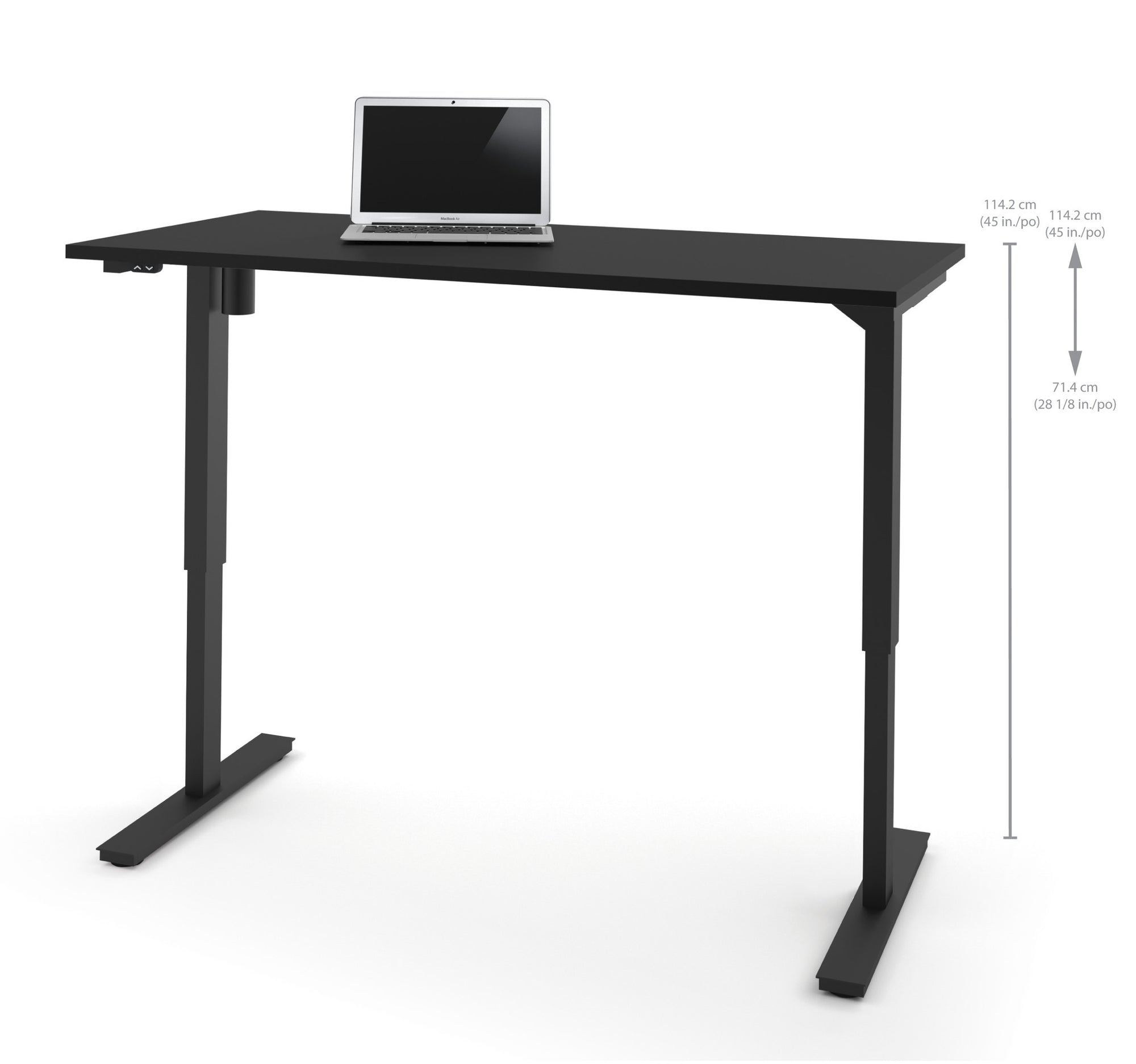 Black 60" Office Desk with Electronic Height Adjustment from 28 - 45"