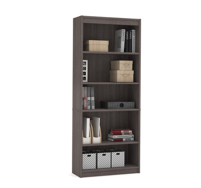 Bark Gray & Black Modern U-shaped Desk with Hutch