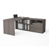 Stunning L-Shaped Bark Gray Office Desk with Storage