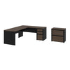 Antigua & Black L-shaped Office Desk with Extra Lateral File