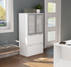 Premium White File Cabinet & Storage Hutch with Frosted Glass Doors