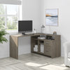 56" X 44" Unique Petite Corner Desk with Credenza in Walnut Gray