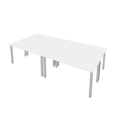 Set of 4 60" White Desks with Metal Legs