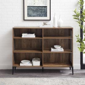52" Rustic Oak Short Bookcase/Credenza with Mesh Sides