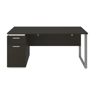 66" Deep Gray & White Executive Desk with Pedestal