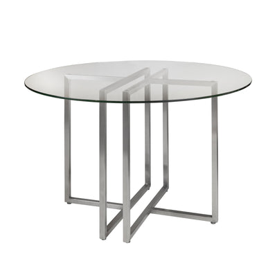 42" Glass & Brushed Stainless Steel Meeting Table