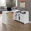 56" X 44" Unique Petite Corner Desk with Credenza in White